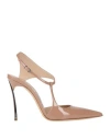 Casadei Woman Pumps Light Brown Size 7 Leather In Sand