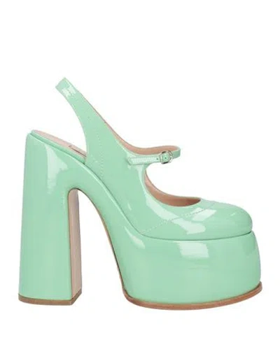 Casadei Woman Pumps Light Green Size 10 Soft Leather