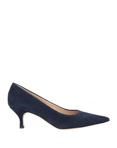 Casadei Woman Pumps Navy Size 6.5 Leather In Blue