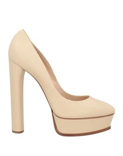Casadei Woman Pumps Off White Size 10 Leather In Neutral