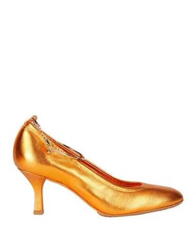 Casadei Woman Pumps Orange Size 11 Leather