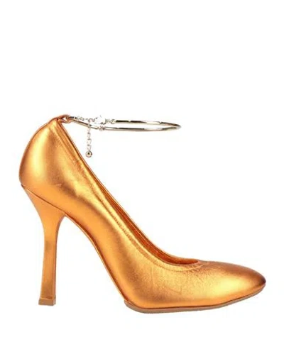 Casadei Woman Pumps Orange Size 8 Leather