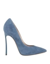 Casadei Woman Pumps Pastel Blue Size 6 Soft Leather In Blue
