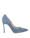 Casadei Woman Pumps Pastel Blue Size 6.5 Leather