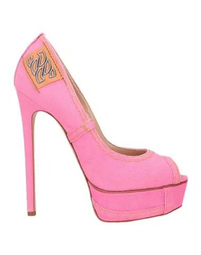 Casadei Woman Pumps Pink Size 11 Textile Fibers