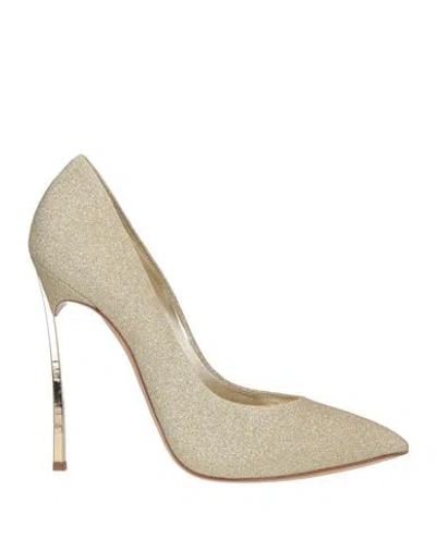 Casadei Woman Pumps Platinum Size 11 Textile Fibers In Neutral