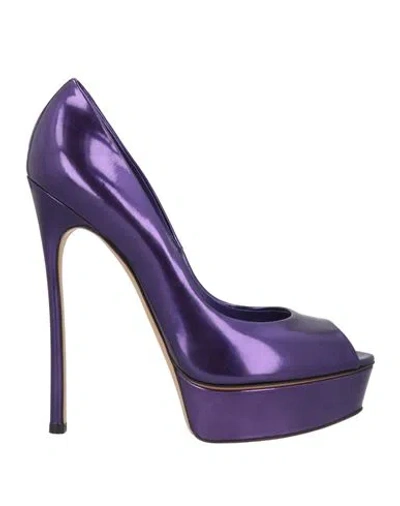 Casadei Woman Pumps Purple Size 10 Leather