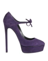 Casadei Woman Pumps Purple Size 7.5 Leather In Blue