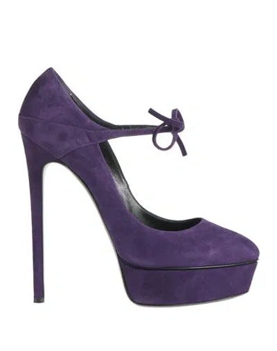 Casadei Woman Pumps Purple Size 7.5 Leather