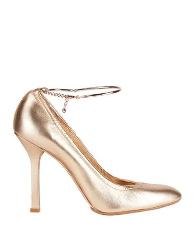 Casadei Woman Pumps Rose Gold Size 6 Leather