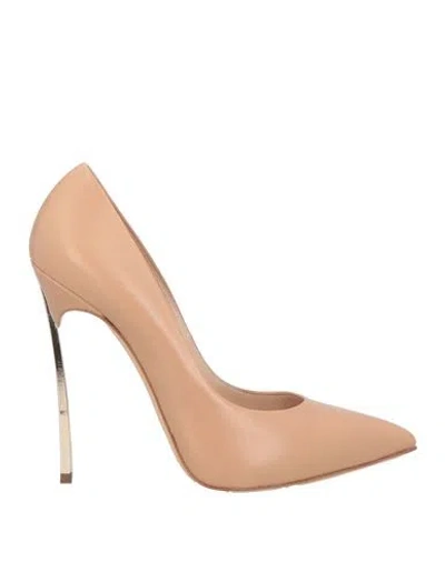 Casadei Woman Pumps Sand Size 10 Leather In Nude