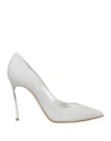 Casadei Woman Pumps Silver Size 11 Textile Fibers In Silver