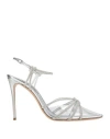 Casadei Woman Pumps Silver Size 8.5 Leather, Plastic