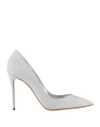 Casadei Woman Pumps Silver Size 11 Textile Fibers In Silver