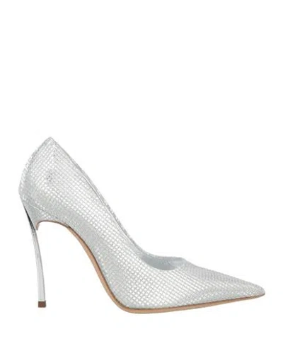 Casadei Woman Pumps Silver Size 7.5 Textile Fibers