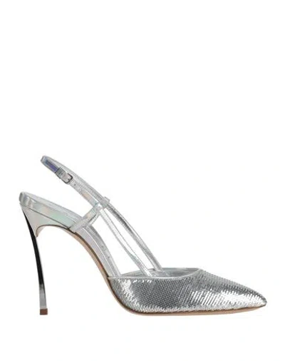 Casadei Woman Pumps Silver Size 7.5 Textile Fibers