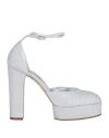 Casadei Woman Pumps Silver Size 8 Textile Fibers