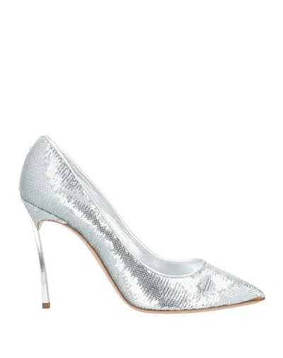 Casadei Woman Pumps Silver Size 8 Textile Fibers