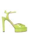 Casadei Woman Sandals Acid Green Size 8 Soft Leather