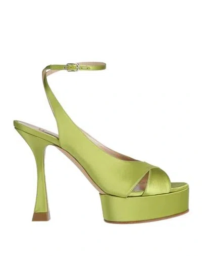 Casadei Woman Sandals Acid Green Size 8 Textile Fibers In Verde Blu E Verdi