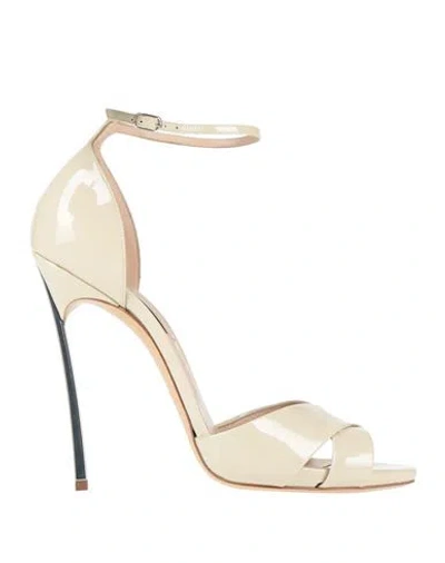 Casadei Woman Sandals Beige Size 10 Leather In Neutral