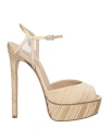 Casadei Woman Sandals Beige Size 8 Textile Fibers, Plastic