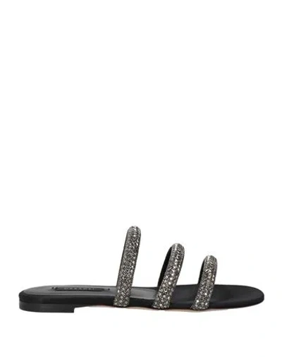 Casadei Woman Sandals Black Size 7 Leather, Textile Fibers