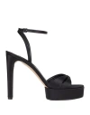 Casadei Woman Sandals Black Size 6.5 Textile Fibers