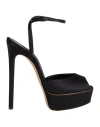 Casadei Woman Sandals Black Size 7.5 Textile Fibers