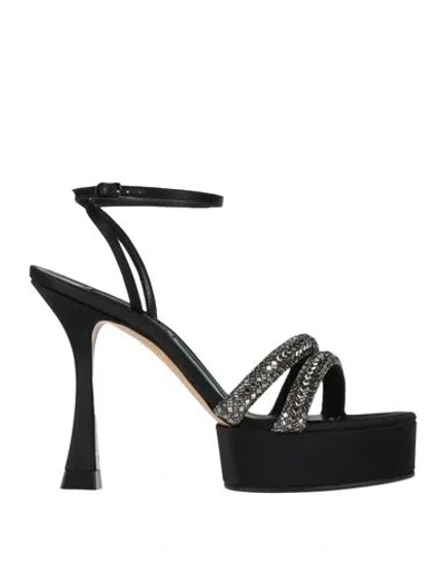 Casadei Woman Sandals Black Size 8 Textile Fibers