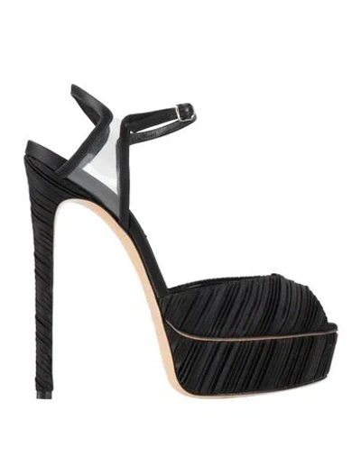 Casadei Woman Sandals Black Size 11 Textile Fibers, Plastic In Black