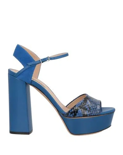Casadei Woman Sandals Blue Size 6 Leather