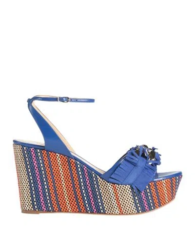 Casadei Woman Sandals Blue Size 6.5 Leather