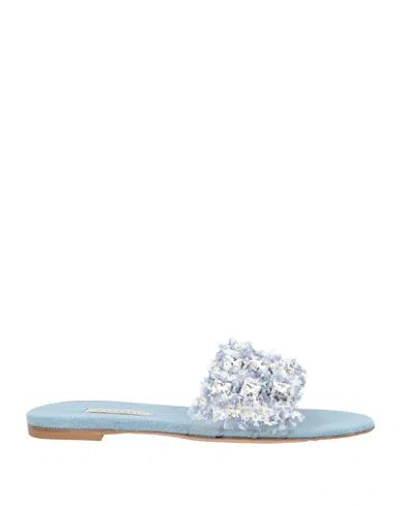 Casadei Woman Sandals Blue Size 8 Textile Fibers, Synthetisches Material