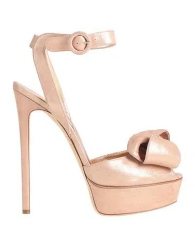Casadei Woman Sandals Blush Size 11 Leather In Pink