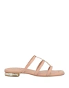 Casadei Woman Sandals Blush Size 11 Leather In Pink
