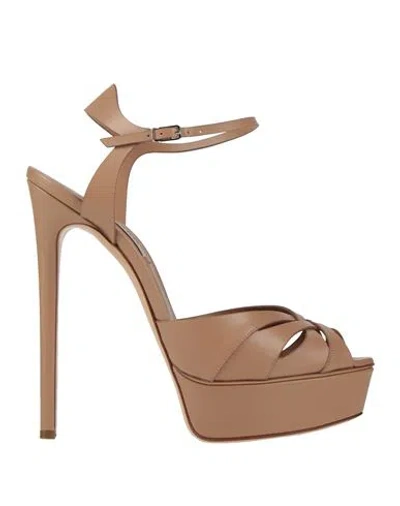 Casadei Woman Sandals Blush Size 11 Leather In Multi