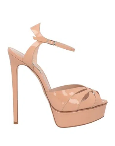 Casadei Woman Sandals Blush Size 11 Soft Leather In Pink