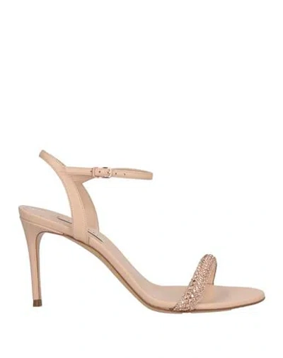 Casadei Woman Sandals Blush Size 7.5 Leather In Pink
