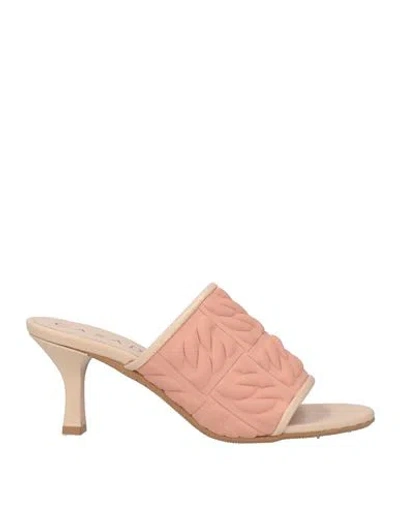 Casadei Woman Sandals Blush Size 7.5 Leather, Textile Fibers In Pink