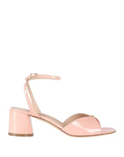 Casadei Woman Sandals Blush Size 8 Leather In Pink