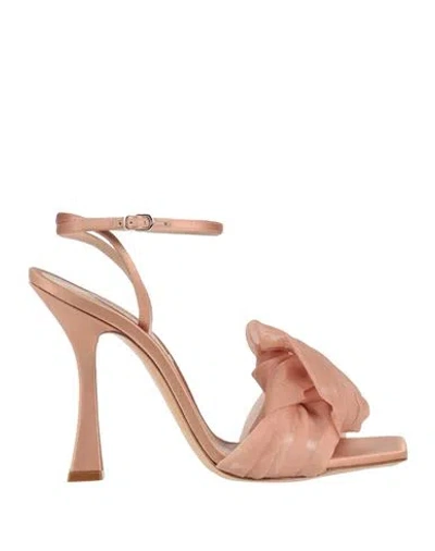 Casadei Woman Sandals Blush Size 8 Silk In Pink