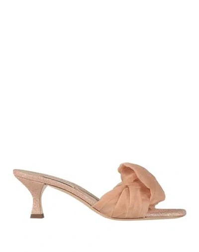 Casadei Woman Sandals Blush Size 8 Textile Fibers In Pink