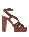 Casadei Woman Sandals Brown Size 6.5 Leather In Brown