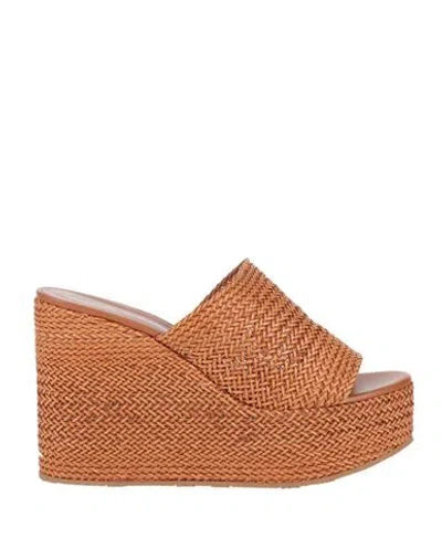 Casadei Woman Sandals Brown Size 8 Textile Fibers