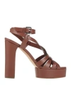 Casadei Woman Sandals Brown Size 6.5 Leather In Brown