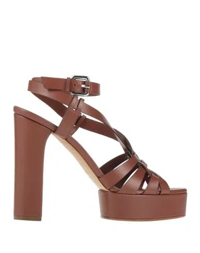 Casadei Woman Sandals Brown Size 6.5 Leather