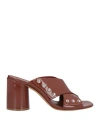 Casadei Woman Sandals Brown Size 7.5 Leather