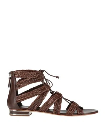 Casadei Woman Sandals Brown Size 8 Leather