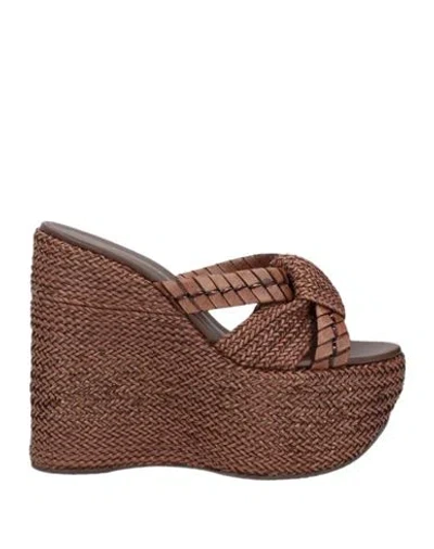 Casadei Woman Sandals Brown Size 8 Leather